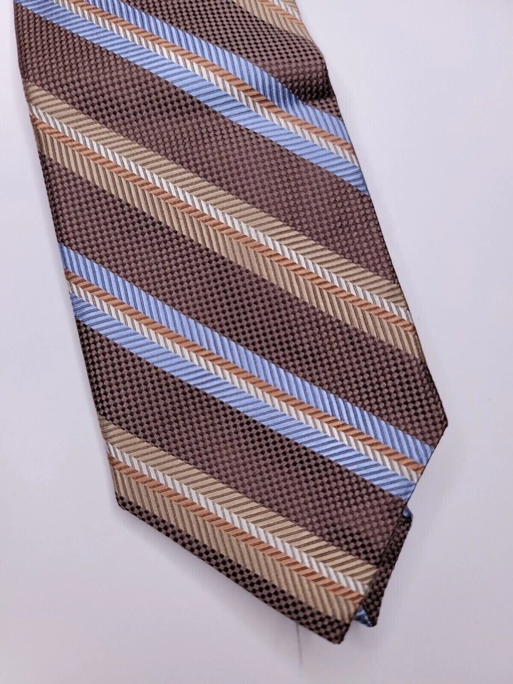 Bruno Piattelli Mens Formal Necktie 52"Lx3"W Brown/Blue Neck Tie — 第 2/4 张图片