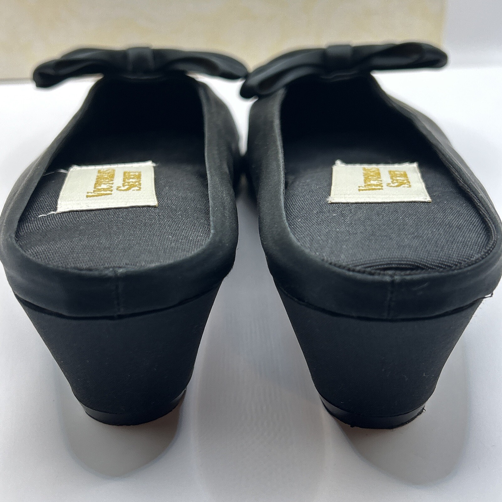 PANTOFOLA D’ORO Scarpa pantofola vintage Victoria's Secret G Label Westgate fiocco raso boudoir nera