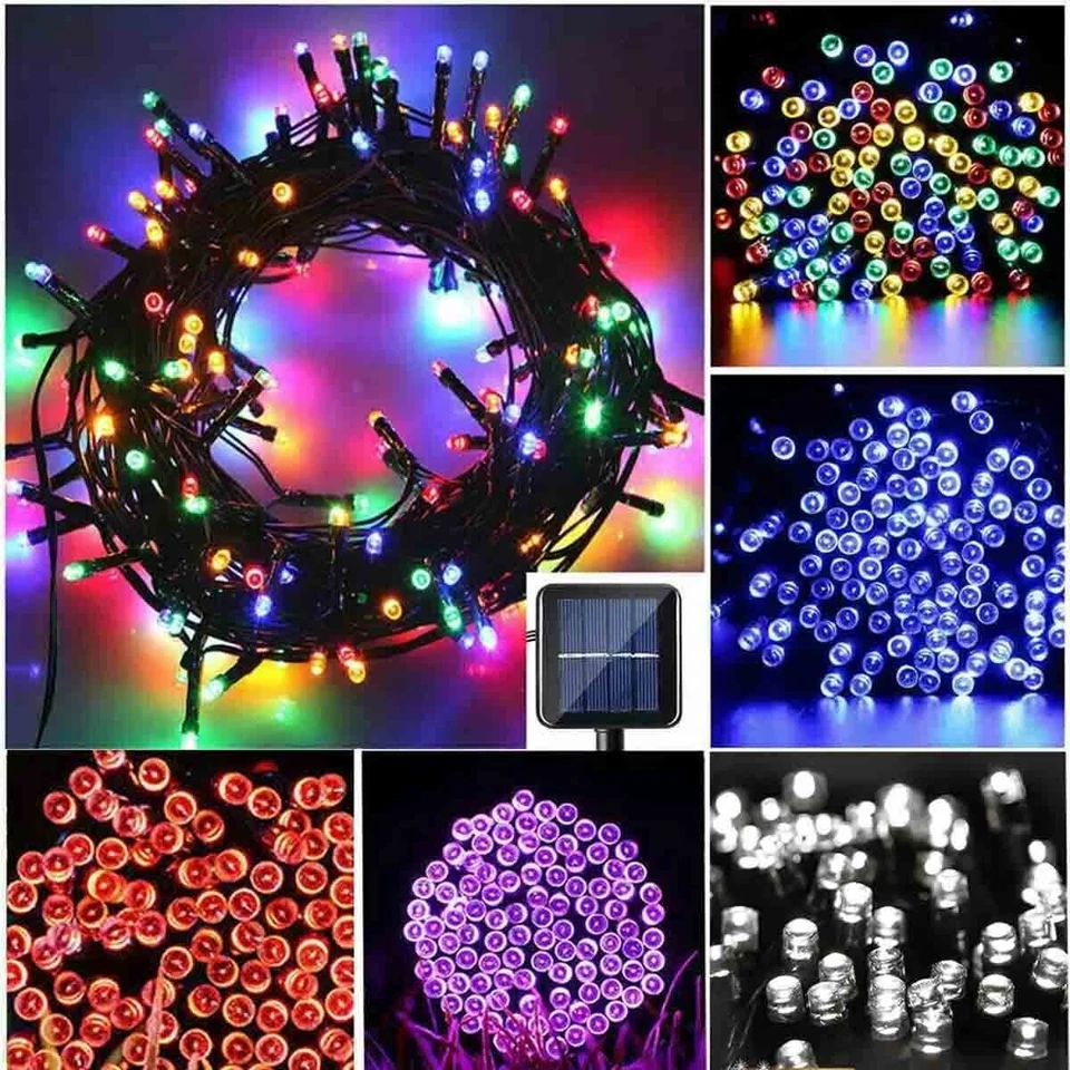 100 LED Solar Outdoor Waterproof Lights Outdoor Garden Wedding Party Christmas - Image 2 of 4
