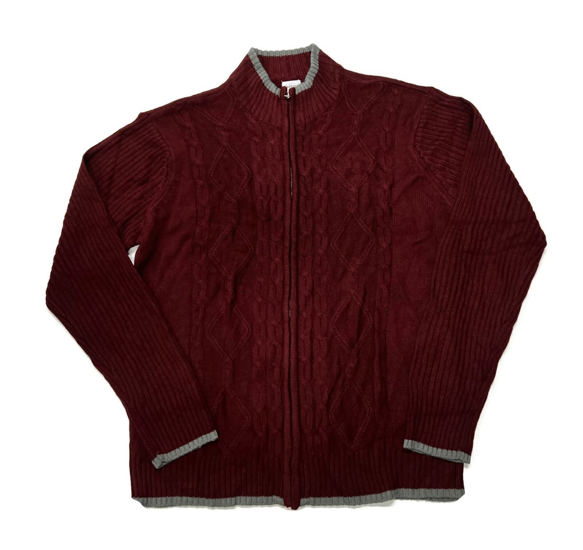 Knit Sweater Men's Red Zip Cardigan Haband Full Zip Cardigan
