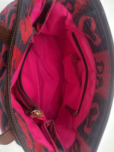 Vintage Dooney & Bourke Canvas Purse Handbag Navy & Red Ducks Hearts Stars - Picture 4 of 8