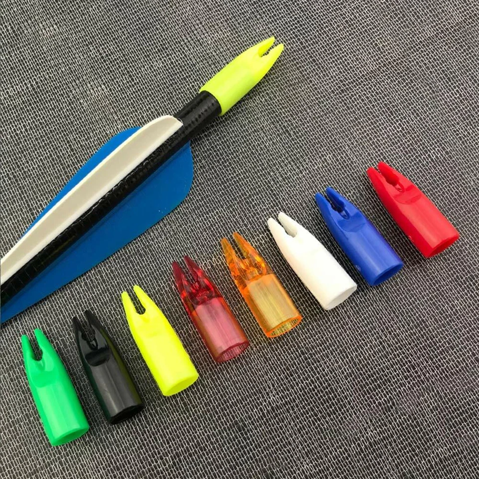 50X Archery Arrow Nocks 8mm Glue on Plastic Tails Wood Bamboo Shaft Bow Hunting - Image 2 of 4