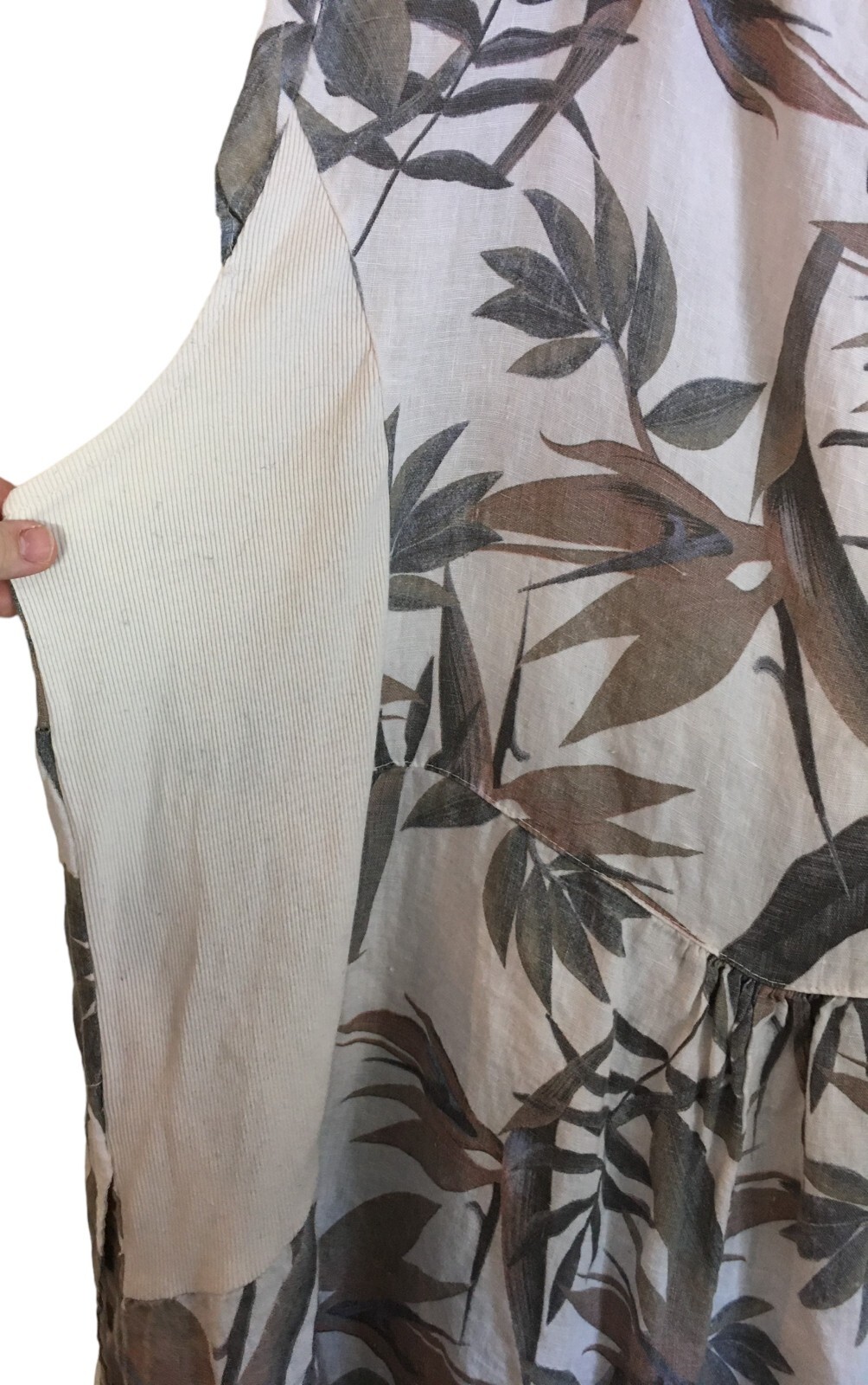 Lungo L'arno Dress Women's Size 3X Off White Green Tropical Stretchy Sides thumbnail 7