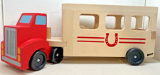 Toy Horse trailer Melissa  Doug Wooden wood Pony Carrier Play Pretend Kid 2 pcs