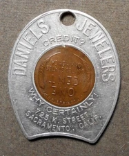 Sacramento, Calif., Daniels Jewelers, 725 K Street. Encased 1953D 1c, hfs, hors