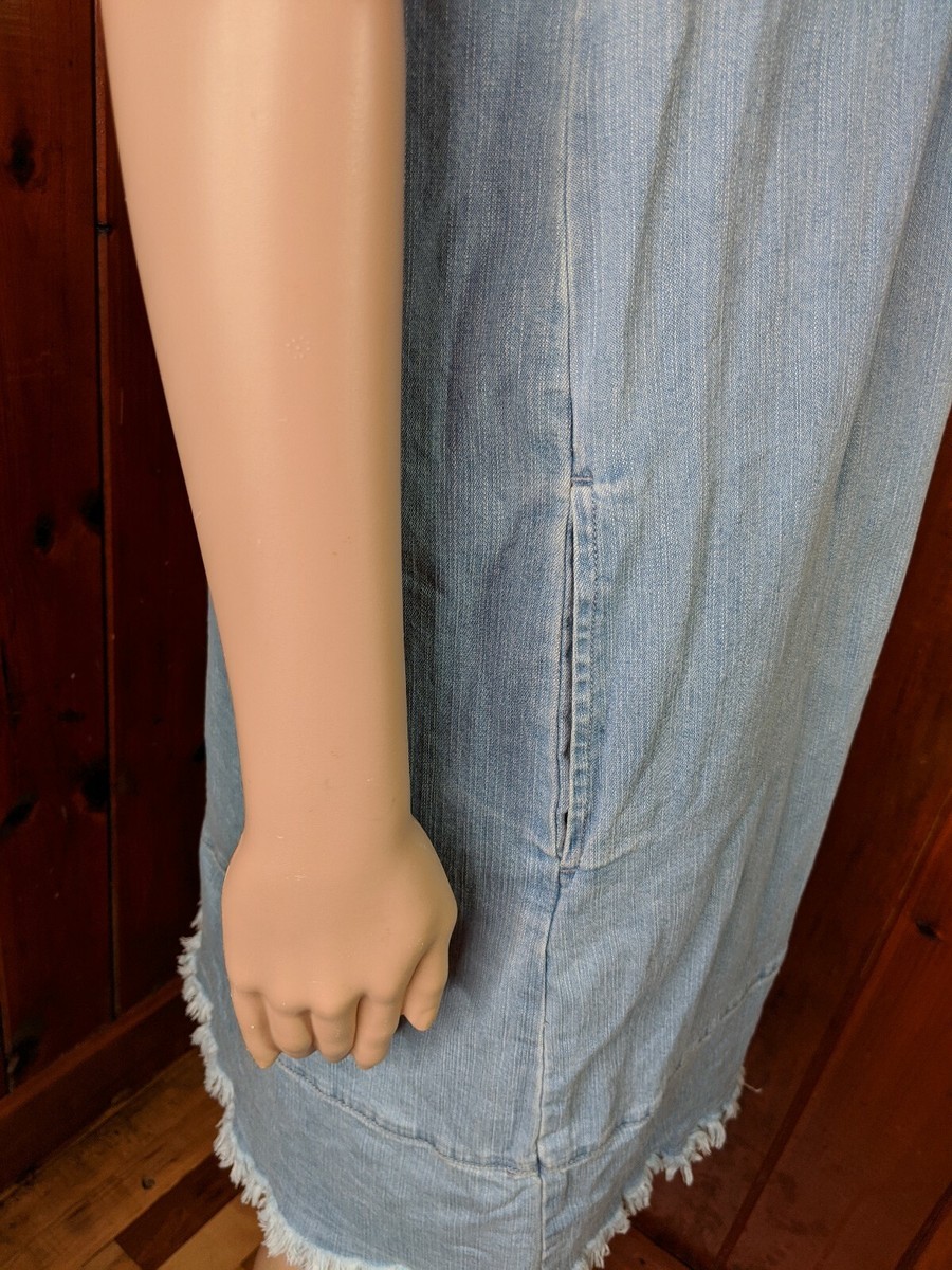 HOPE & HARLOW SLEEVELESS DENIM DRESS W/POCKETS & RELEASED HEM SZ 6 | eBay