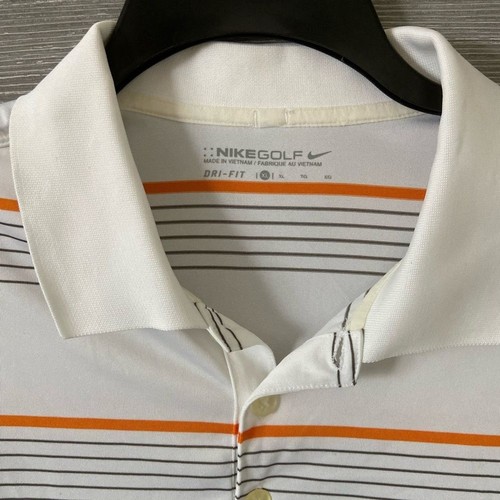 NIKE POLO GOLF ARANCIONE RIGHE BIANCHE -DRI-FIT UOMO X-LARGE XL - Foto 2 di 3