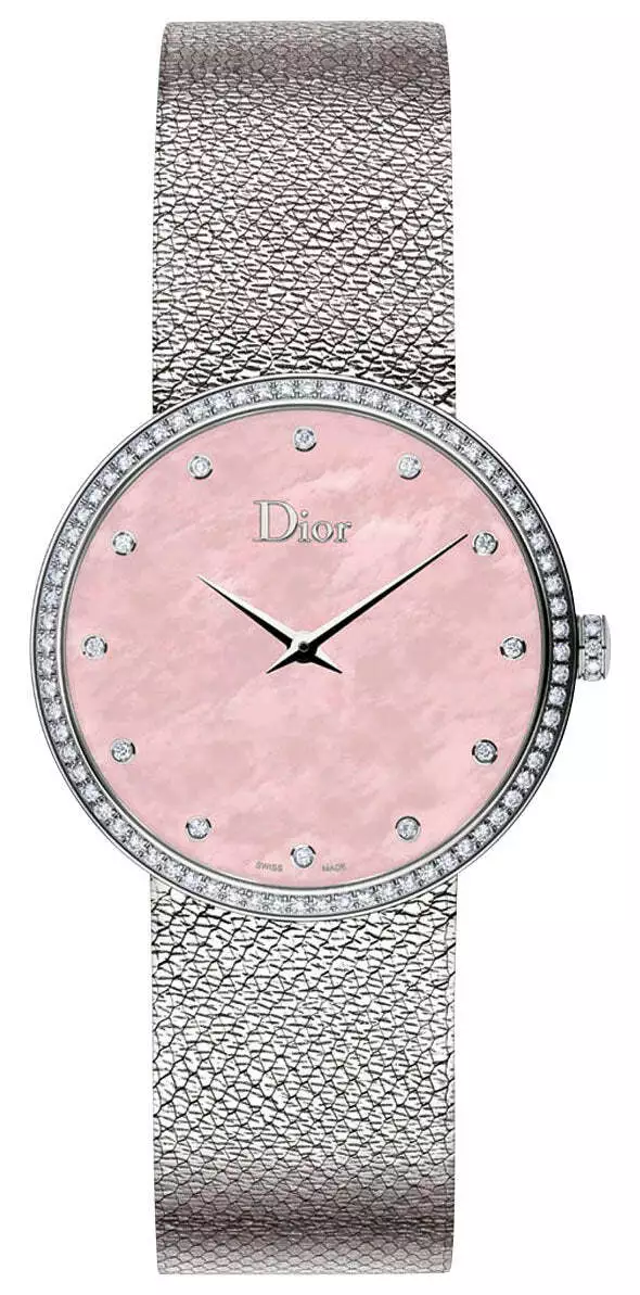 Montre pour femme Dior La D de Dior maille acier satiné cadran rose diamants CD043115M002