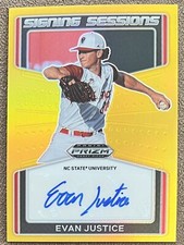 Evan Justice 2022 Prizm Draft Picks Signing Sessions Gold Autograph #SS-EJ /10