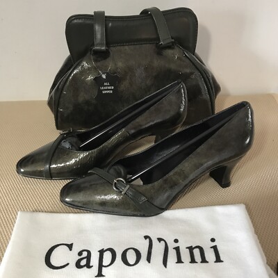 Capollini Damenschuhe und Tasche, UVP 230£, Größe UK 7, Farbe oliv, 2  Absatz,