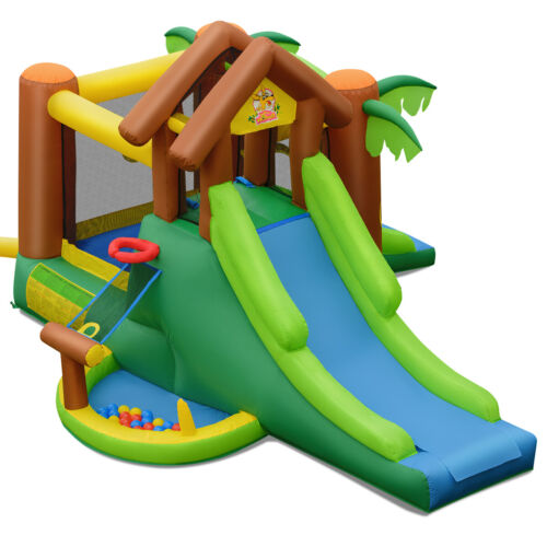 Inflatable Jungle Bounce House w/ Dual Slides Climbing Wall Jumping Area - Picture 4 of 10