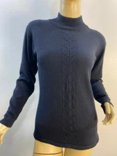 Vintage Field Manor 100% Merino Wool Mock Neck Sweater Solid Black Pullover Smal