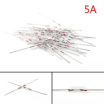 200Pcs Glass Fuse Tube Axial With Guide Wire Quick Fuse 3x10mm 5A P213C YL #F11