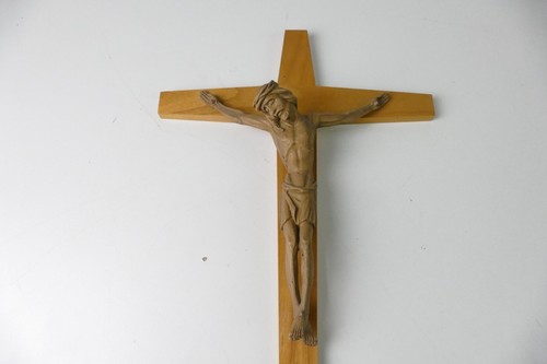 Kreuz Jesus Holz 48cm Kruzifix 60er Jahre Vintage X-1824 - Picture 2 of 9