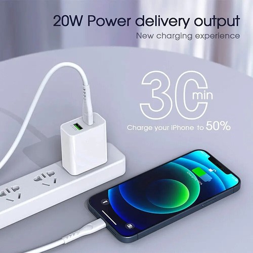 For iPhone 14 13 12 11 XR 8 20W Fast Charger Block USB Type C Wall Power Adapter - Picture 12 of 15