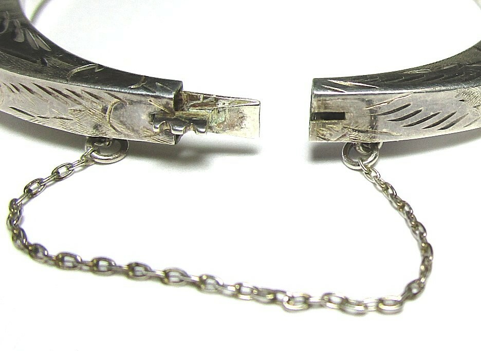 925 Sterling Silver Hinged Rectangular Bangle Bra… - image 4
