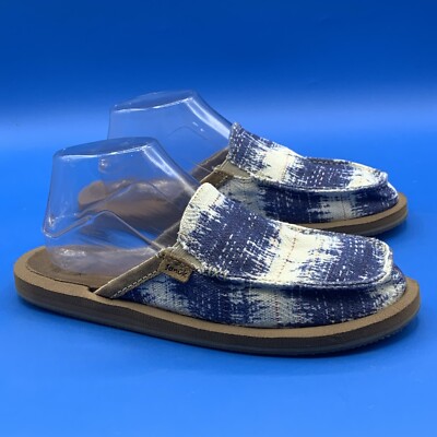 Sanuk We Got Your Back Surfrider Slip On Mules Blue Ocean Weave - Women s Size 8