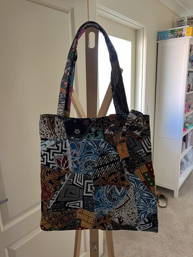 Bali Patchwork Short Shoulder Bag Multicolour With Zipper , Ribbon - Picture 3 of 4