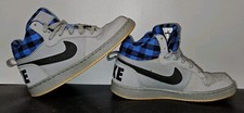 Nike Court Borough 847746-001 Gray and Blue Plaid Mid Top Sneaker Size 5y Read