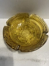 - Amber Ashtray Mid Century Vintage Glass Colored 4 Slot