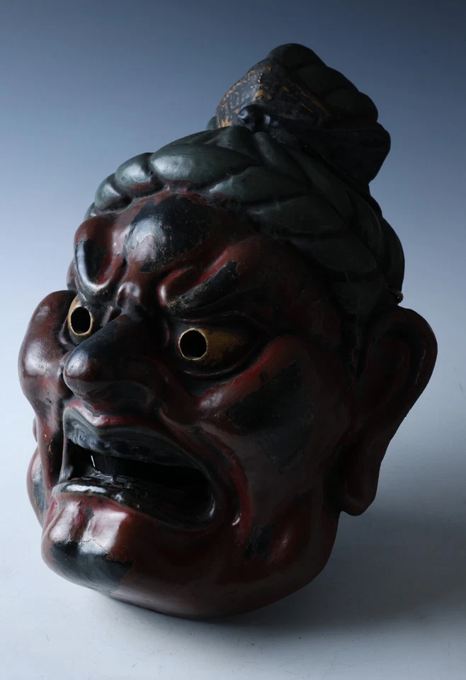 Old Vintage Paper Clay Buddhism Mask Plaque -Nio- Early Showa Product Rare - Image 2 of 4