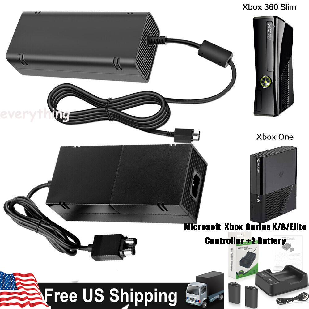 For Xbox One X/S Xbox 360 Slim AC Adapter Brick Console Charger Power ...