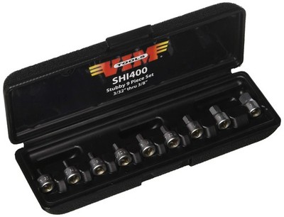 VIM Hand Tools Stubby Hex Drive Set, 9 piece SAE / 1/4-Inch square drive hex ...