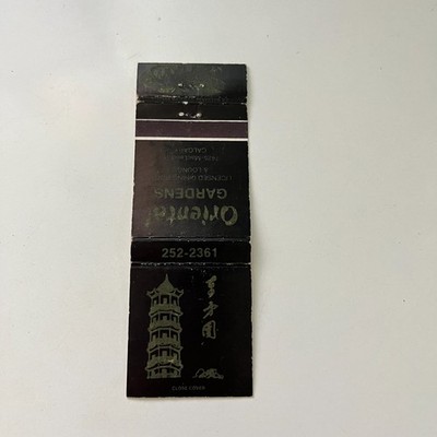 Oriental Gardens Licensed Dining Room Calgary Vintage Matchbook Cover TMB78-2