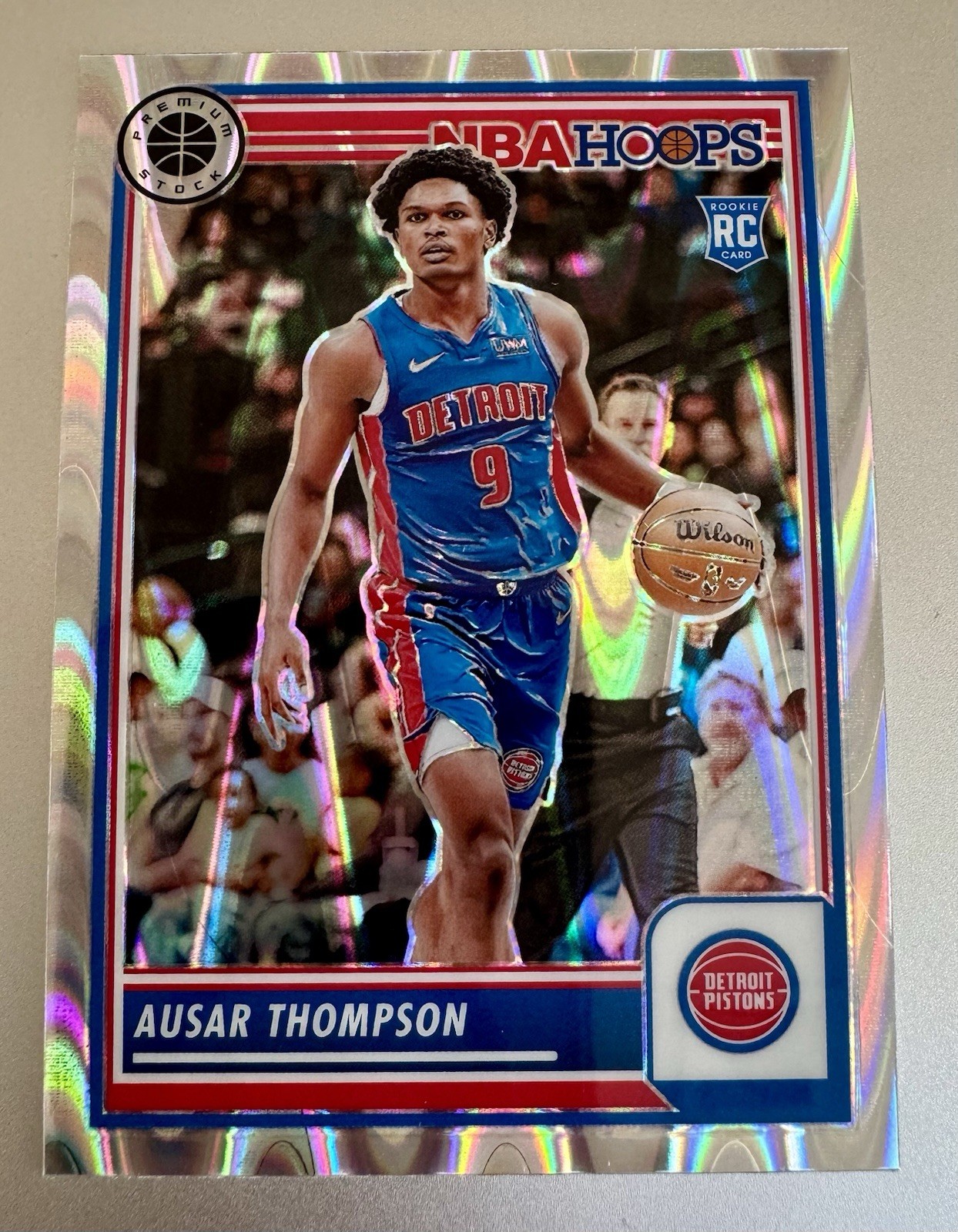 2023-24 Panini Hoops Ausar Thompson Seismic Prizm Premium Stock #100 Rookie (RC)