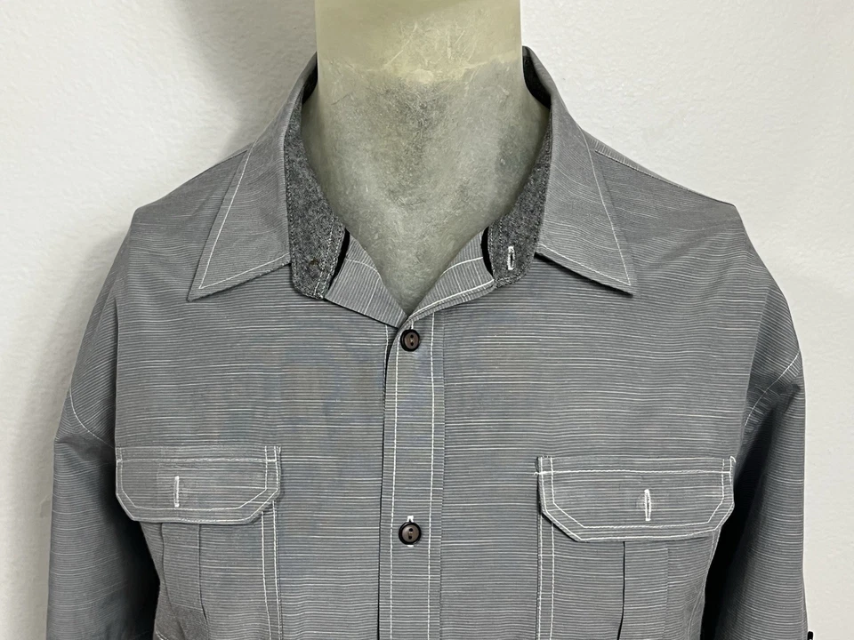 Camisa Ochenta Ocho Platino Para Hombre XXL Gris Abotonada Manga Corta Bolsillos Western Foto 4 de 4