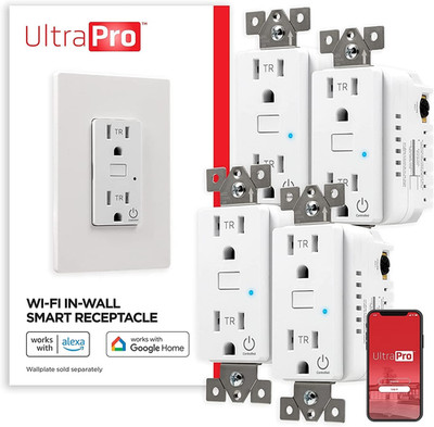 In-Wall Smart Outlet,Receptacle,2.4 Ghz Wi-Fi,No Hub Required,Compatible with Al