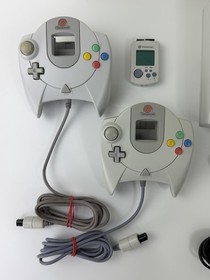 Sega Dreamcast HKT-3020 Console System Bundle Lot Controllers VMU White Tested