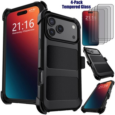 For iPhone 17 Pro Max/17 Air/Pro/17 Case Rugged Belt Clip Cover/Screen Protector