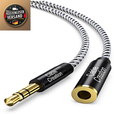 CableCreation 3.5mm Klinke Verlängerung 2 Stück 6 Fuß Schwarz Weiß