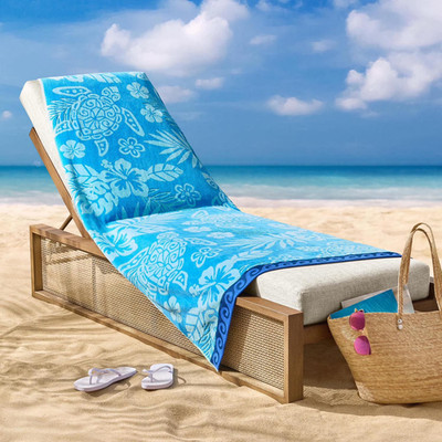 Members Mark Oversized Beach Towel 40x72 Blue Palm Tree Sunset Ocean Cotton New