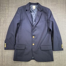 Lands End Kids Blazer Youth 18 Navy Blue Wool Blend Gold Button Academia Preppy