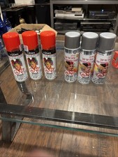 Lot Of 6, Costume Hairspray for Adults, Unisex Halloween, 3 Red, 3 Silver. NEW