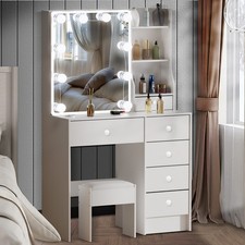 Vanity with Mirror and LED Lights Makeup Table Set with Stool Dressing table US