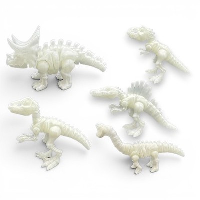 5er Set 3D im Dunkeln leuchtend bedruckter Gelenkdinosaurier - Ideal für Dino-Liebhaber