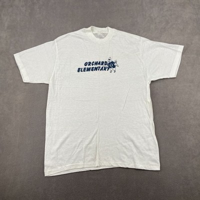 Vintage 80s Stedman T Shirt Sz XL White Graphic Print Orchard Elementary