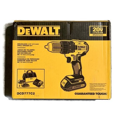DEWALT DCD777C2 20V MAX 1/2-inch Cordless Compact Brushless Drill Driver Kit