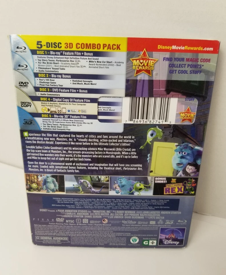 Disney Monster, Inc. 3D Blu-ray, DVD Lenticular and Monsters University Blu-ray  - Image 3 of 4