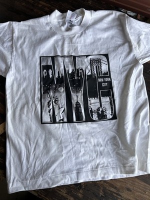 Vintage 80s NYC New York City White T Shirt Single Stitch Rare Sz Large