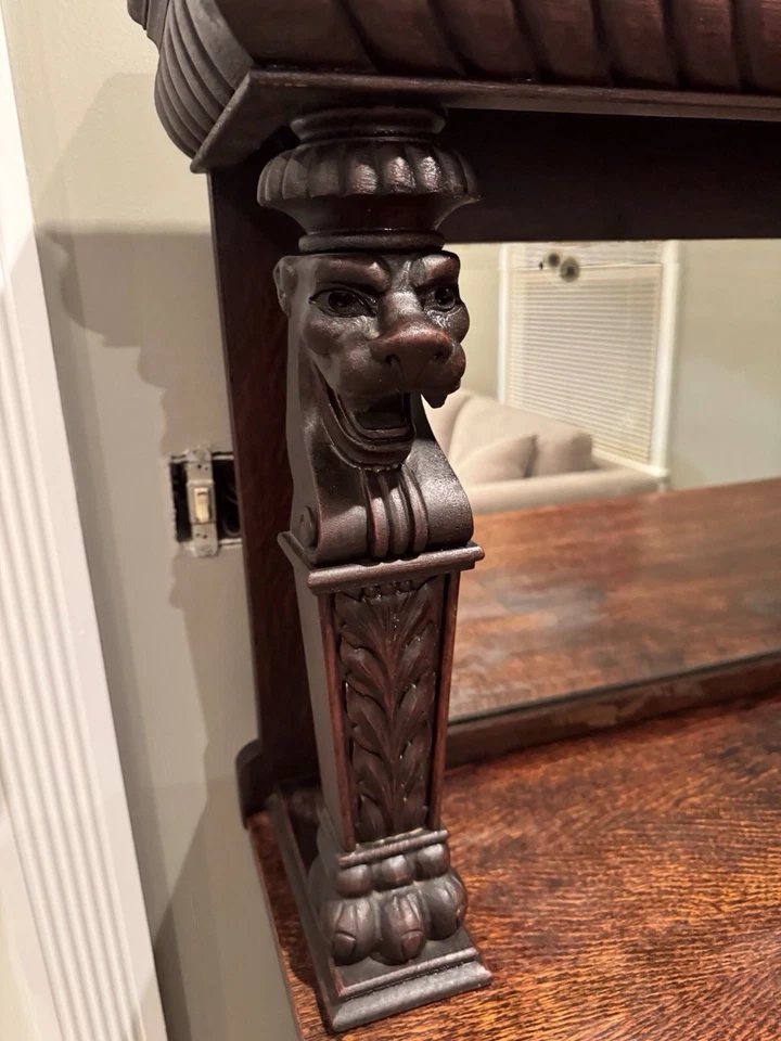 Espectacular aparador buffet antiguo de roble de época victoriana Foto 4 de 4