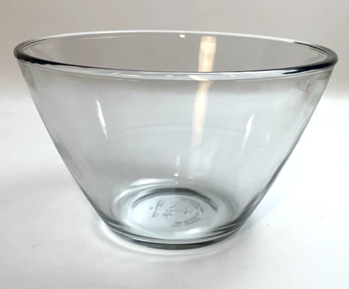 Vintage Anchor Hocking Heavy Clear Smoke Glass Mixing Bowl 3 Quart Oven Safe USA