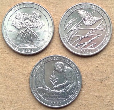 2020W Marsh-Billings-Rockefeller+ 3 Coin Lot Limited Issue WW2 Privy Mark Coins