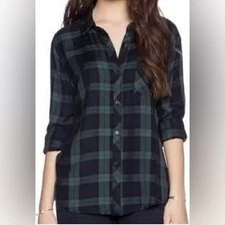 Rails Hunter Button Down Shirt Midnight Forest Plaid Size Small Navy Green Check