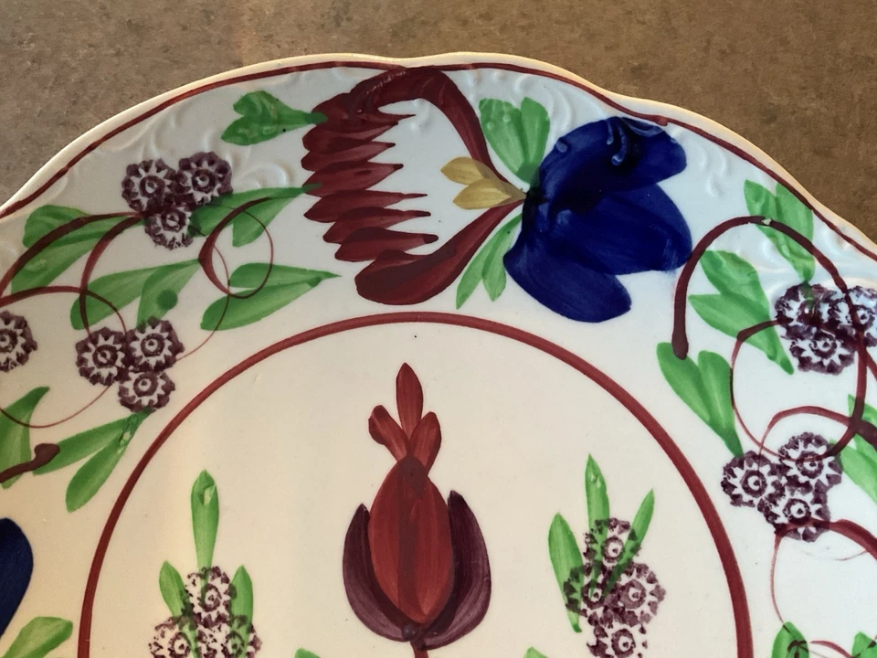 PETRUS REGOUT :: Antique 10 1/2” SPATTERWARE PLATE Floral Maastricht HOLLAND - Image 4 of 4