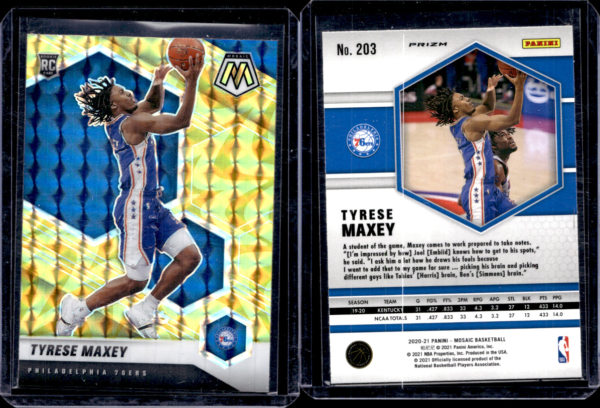 2020-21 Panini Mosaic - Rookie Tyrese Maxey #203 Reactive Yellow Prizm (RC)