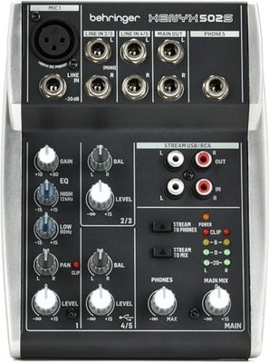 Behringer XENYX 502S Analog Mixer 5 Inputs 2 Buses with USB Streaming Audio